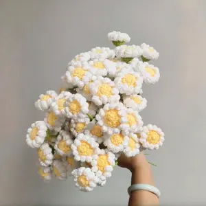Crochet Daisy Flower, 1/5/10pcs Handmade Knitting Flower, Artificial Flower for Home Decor, Party Decoration, Gift for Friend & Family, Artificial Flower Bouquet