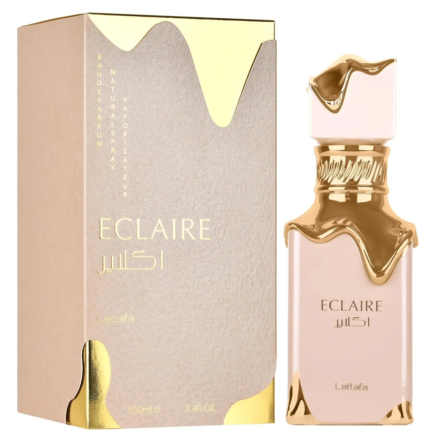 Lattafa Eclaire Eau de Parfum Long-Lasting Fragrance for Women, 3.40 Ounce / 100 ml - Vanilla, Caramel, Sweet, Floral -