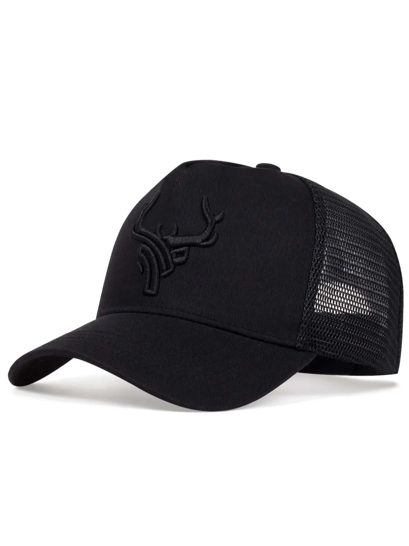 Trendy Color Contrasting Geometric Animal Pattern Embroidered Mesh Baseball Cap, Outdoor Sports Adjustable Strap Casual Stylish Country Hats for Daily