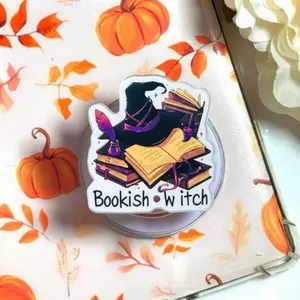 Witchy Bookish MagSafe Phone Grip, Magnetic Pop Socket Kickstand, Gothic Halloween Reader Phone Holder Gift