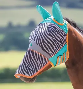Shires Fine Mesh Fly Mask with Ears & Nose — UV Protection Zebra Print / Cob / Single