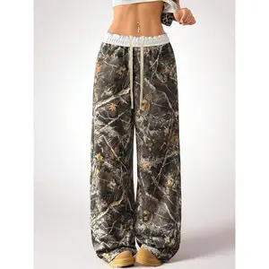Unisex's Camo Print Sweatpants, Casual Streetwear Trousers for Daily Wear, Unisex Bottoms for Fall & Winter, Women