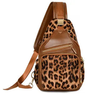 Myhozee Small Leopard Crossbody Bag Chest Bag Women Shoulder Bag Anti-theft Bag Sling Bag Women Chest Bag Leather with