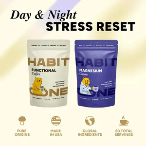 Mushroom Coffee & Magnesium Cocoa Bundle, 60 Servings - Day & Night Functional Drinks with Adaptogens & Nootropics - Morning Focus + Evening Calm - Made in USA