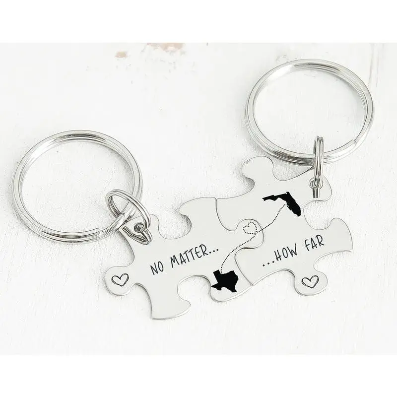 Long Distance Relationship Keychain Set