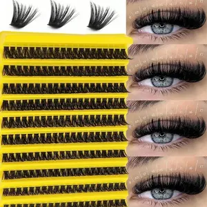 200Pcs Fluffy Thick Lash Clusters D Curl Volume Cluster Eyelash Extensions 8-16mm Mixed Lengths Individual Wispy False Eyelashes, Super Soft Lightweight Comfortable Reusable DIY Eyelash Extensions, Eye Enlarging & Eye Tail Lifting Effect, Perfect For Dail