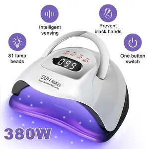 LED Nail Lamp 380W - 81 Beads 4 Timer Modes Smart Sensor for Fast Even Gel Curing Professional Salon Results at Home