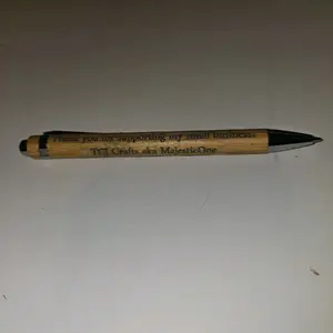 Engraved Bamboo Pen with black ink