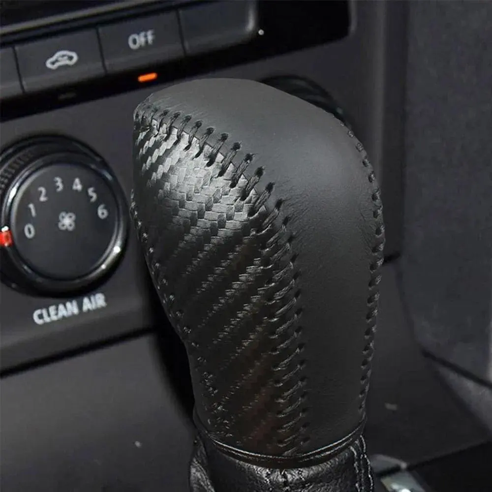 Car Gear Shift Knob Cover, Carbon Fiber Pattern Automatic Shift Knob Cover, Shift Lever Cover, Universal Automotive Car Interior Accessories for Volkswagen Golf Mk6 Mk7 Passat B7 B8 Tiguan MK2 CC Jetta