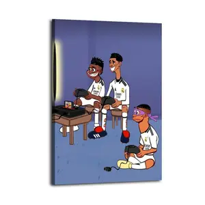 Real Madrid Funny Cartoon Artistic Wall Decor, Waterproof Canvas Poster, 2026 World Cup Cute And Vibrant Poster for Bathroom, Living Room, Bedroom, Dorm, A Perfect Gift Idea for New Year Home Decor