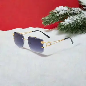 Frameless Sunglasses with Gradient Color Cut Edge