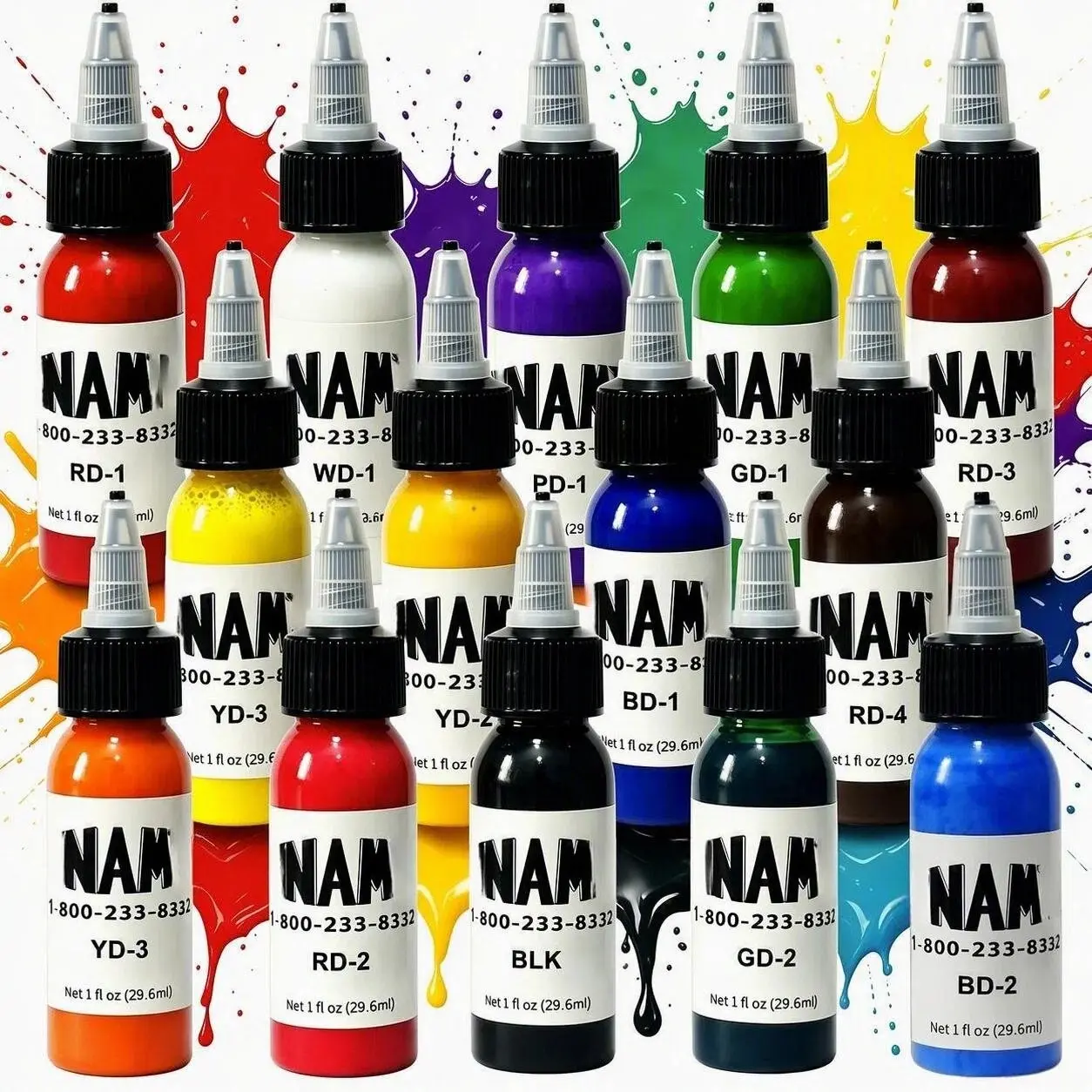 Professional Tattoo Ink Set 14 Colors 10Z (30ml)Vegan-Friendly Pigment Tattoo Ink Supplies Ink, Smooth Application for Professional &Beginner Tattoo Artists, Safe Plant-Basedlngredients, Quick Coloring & Fade-Resistant