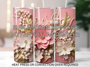 sublimation transfer - Pink and gold floral sublimation transfer - not an actual tumbler