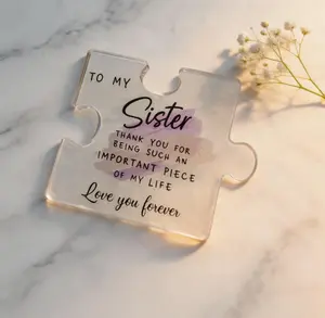 mid year sale,deals for you,restock,summerwins,Acrylic Interlocking Puzzle Plaque Prop - Lightweight Acrylic Signage Plaque Keepsake with "Important Piece of My Life" Text, Desktop Decoration for Sister Graduation Gift, College Grad Dorm Use