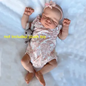 19inch 48cm Resurrection Baby Full Body Soft Rubber Sleep Doll with 3D Painted Skin Visible Veins for Girls Bath Toys Realistic Child Art Bebe Birthday Gift Includes Pacifier Feeding Bottle