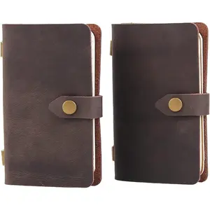 Leather Small Travel Journal Notebook,  Daily Journal notebook Lined Paper,  Mini Leather Notepad for Women & Men(2 pack/coffee*2)