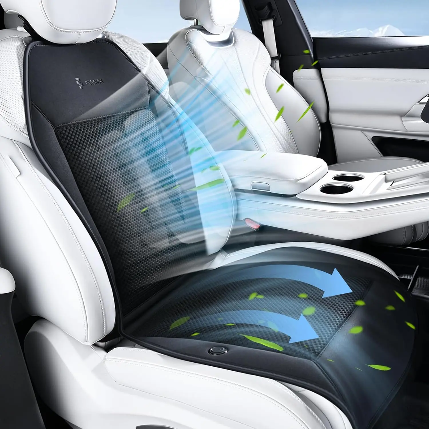 FLORICH Cooling Car Seat Covers with 8 Turbo Fans Blowing & Suction Ventilated Car Seat Cushion 12V-24V 3-Speed Adjustable Car Seats Cooling Pad Universal Fit for Car SUV Truck Van Summer Driving