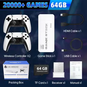 Retro Gaming Console with 40,000+ Classic Games, 23 Emulators, Dual 2.4GHz Wireless Controllers, 4K HD Output, Save & Load Function, Plug & Play, Compatible with TV/PC/Projector, 64GB