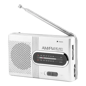 Indin Portable Full Band Radios, Universal AM/FM Mini Radio Stereo Speakers Receiver Music Player, with Built-in Speaker and Telescopic Antenna, 3.5 Standard Earphones Jack