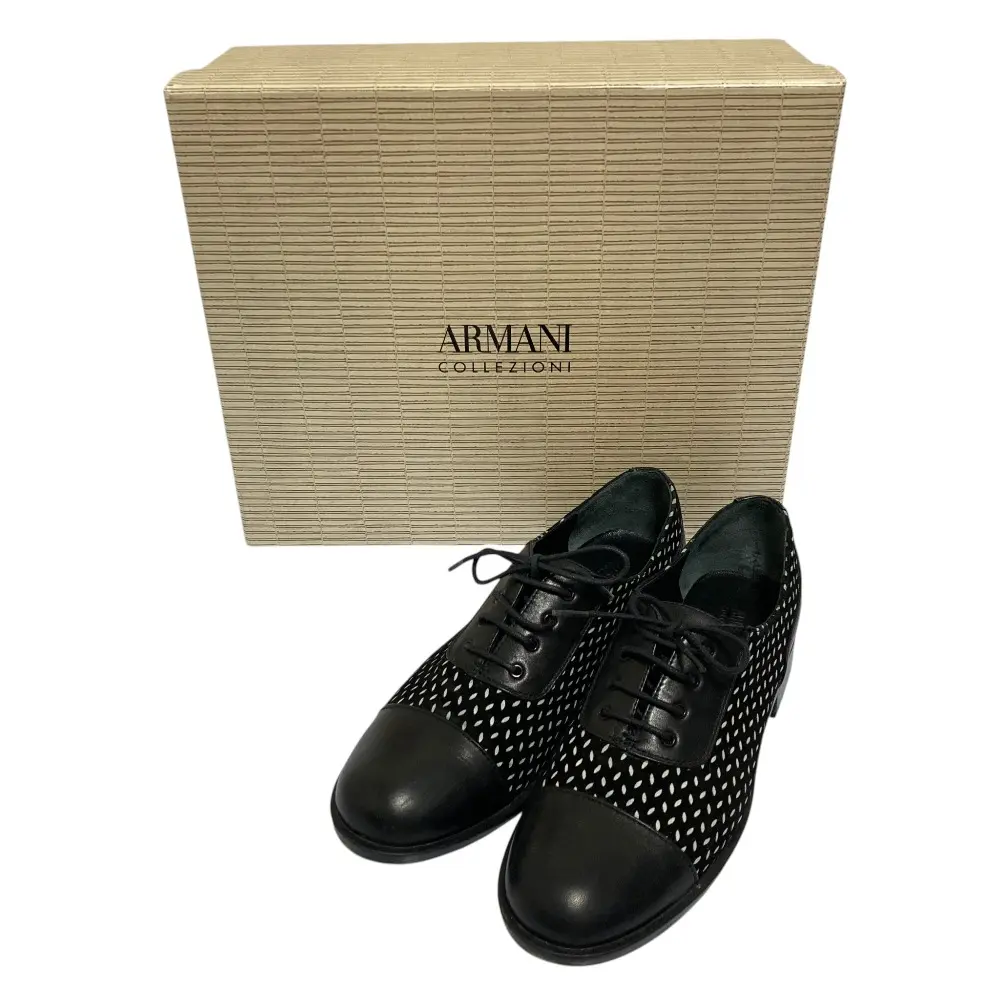 Pre-owned Giorgio Armani Calfskin Small Leather Goods Armani Collezioni Leather Oxford Shoes