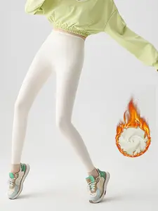 Women's 28 Inch Plain Soft Shell Thin Velvet Comfortable Tight Fit Leggings, Yoga Gym Workout Running Pants, High Waist Sexy Style, Shaping Leggings