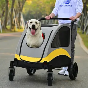 Bingopaw Size L Portable Dog Stroller 4 Wheels for Large Dogs Foldable Pet Cat Travel Carriage Stroller Breathable Carrier for Outside Play