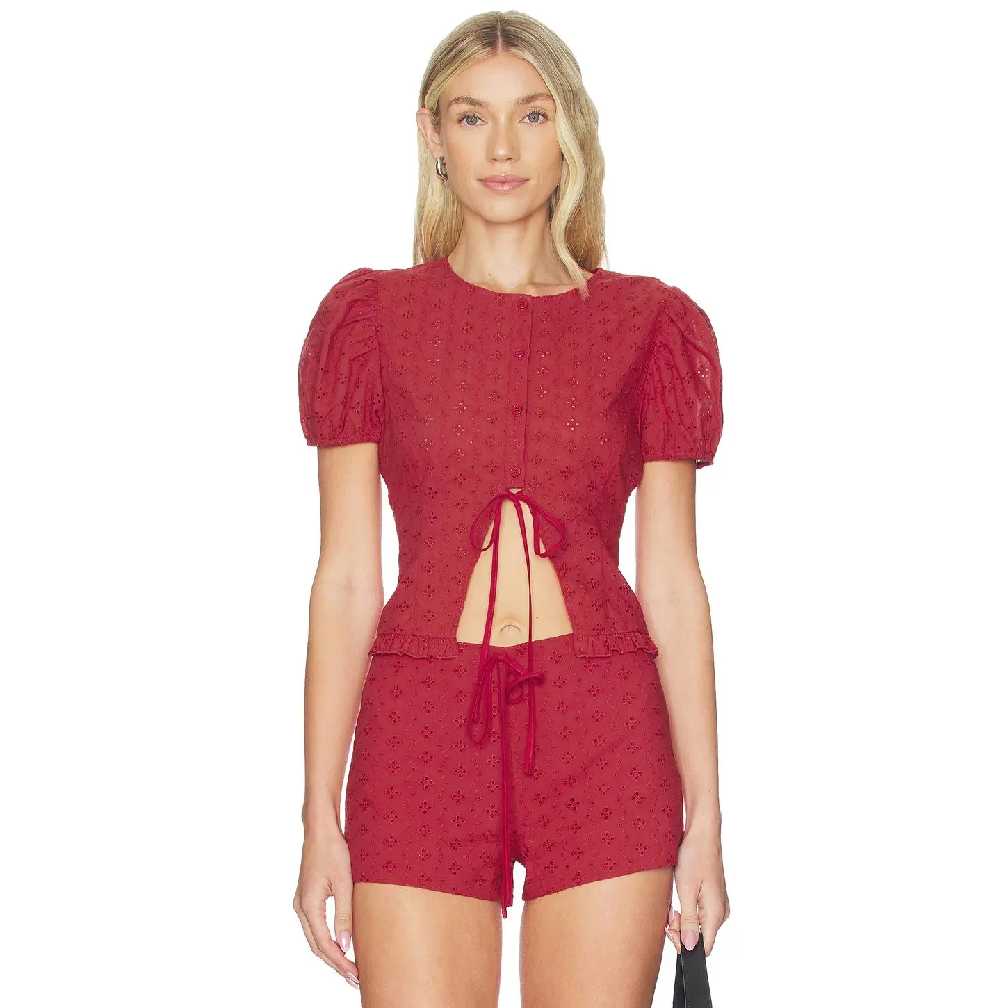 LIONESS Bardot Top in Cherry