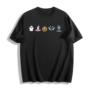 Halloween Icons Embroidered Shirt, Pumpkin Ghost Tee, Cute Halloween shirt, Boo Shirt, Fall Halloween Shirt