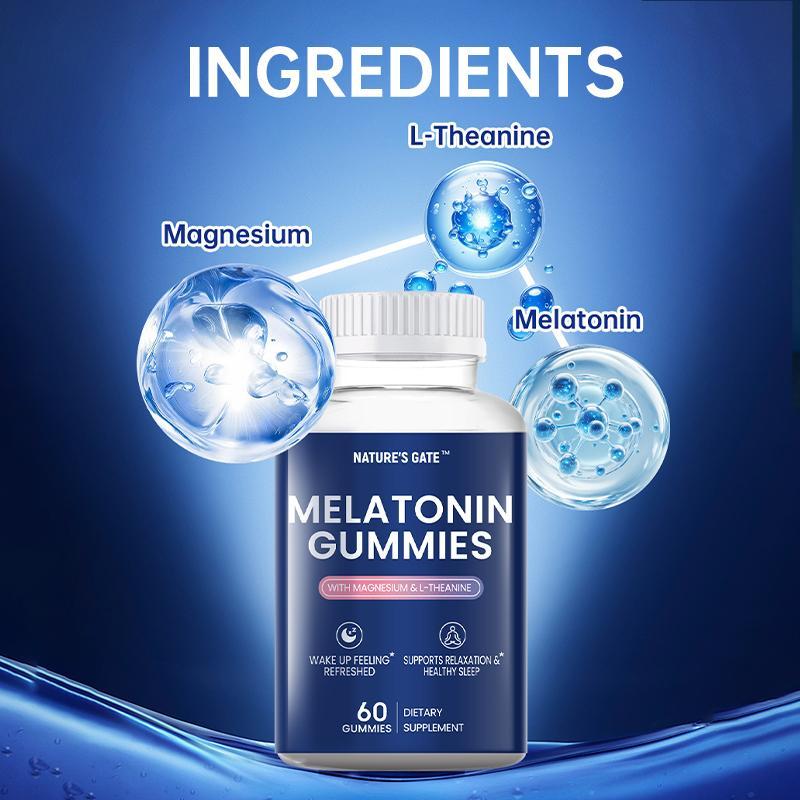 NATURE'S GATE Melatonin Gummies with Melatonin, Magnesium, L-Theanine, Sugar-free, 60 Count, 30-Day Supply