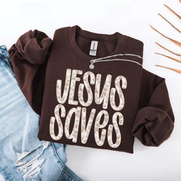Floral Jesus Saves Sweatshirt T-Shirt, Vintage Christian Shirt, Praise Him, Jesus Lover Gift, Faith Neutral Christian Tee