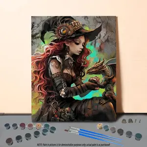 Witch Pattern DIY Painting By Numbers Kit, 1 Set DIY Paint By Numbers Kit, Wall Art Decoration for Home Living Room Bedroom