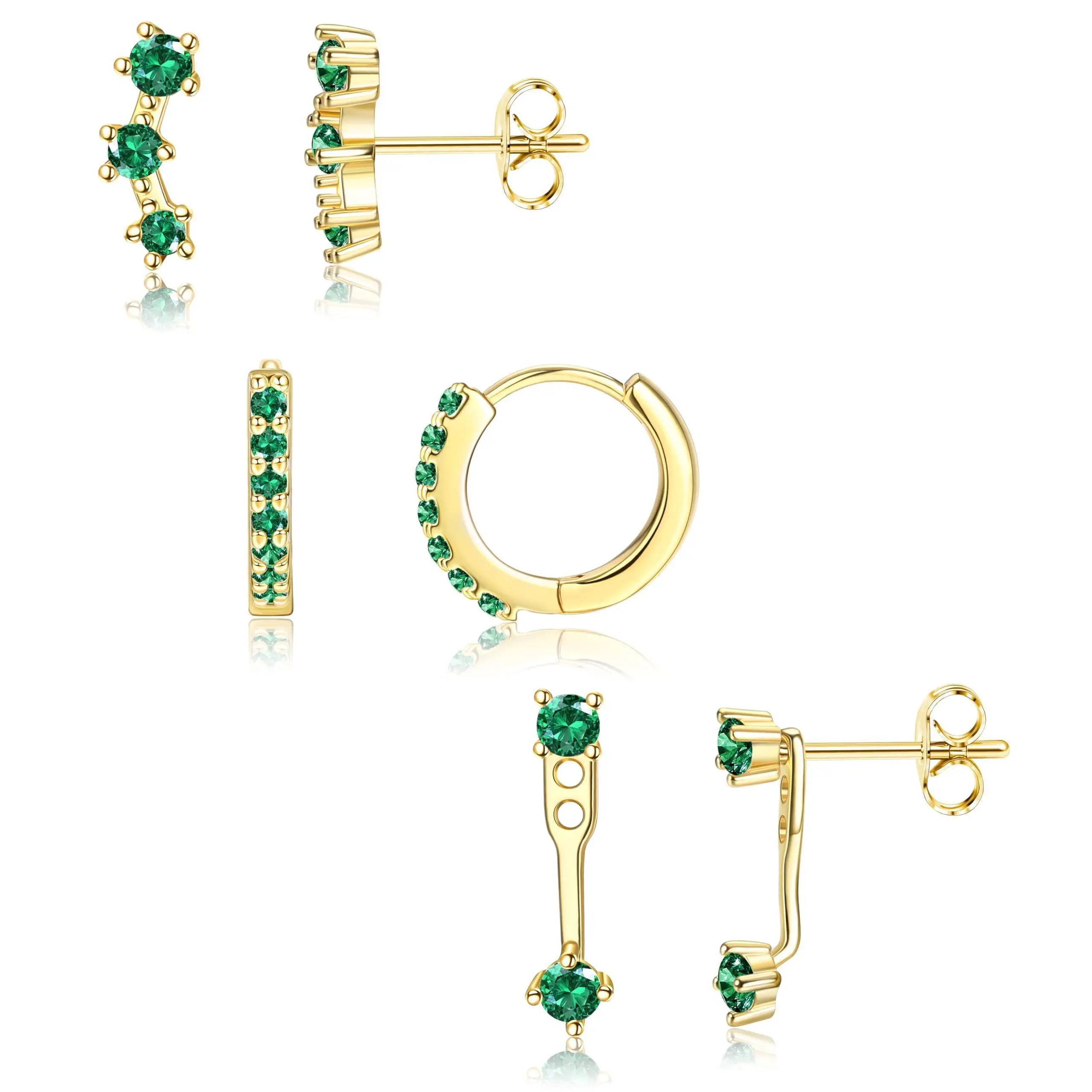 14K Gold Plated,Green CZ