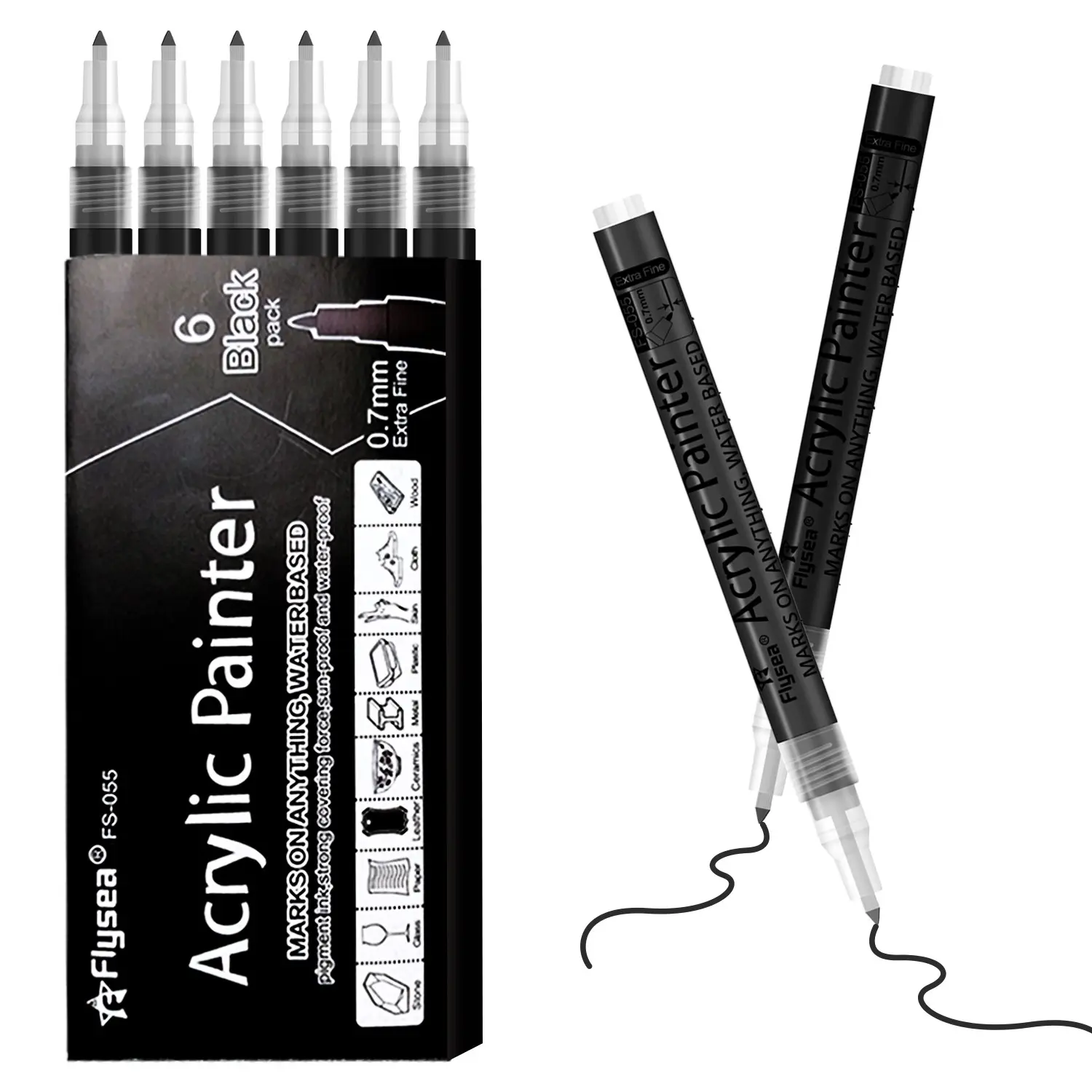 6pcs/set 0.7mm White Hard Point Acrylic Marker Pen, Liquid, Water Based Acrylic Markers, Waterproof Quick Drying Markers, Drawing Art Supplies, For Glass, Ceramic, Rock, Canvas, Wood, Valentine's Day Gift