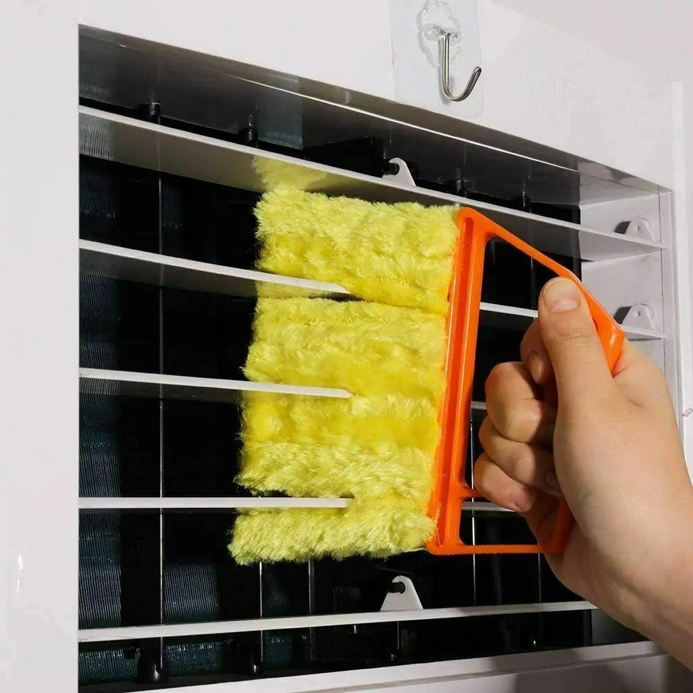 Window Blind Cleaner Duster Tool Handheld Mini Blinds Cleaner, Blind Cleaner Brush, Blinds Dust Shutters, with 7 Removable Microfiber Sleeves, Window Air Conditioner Duster Cleaning