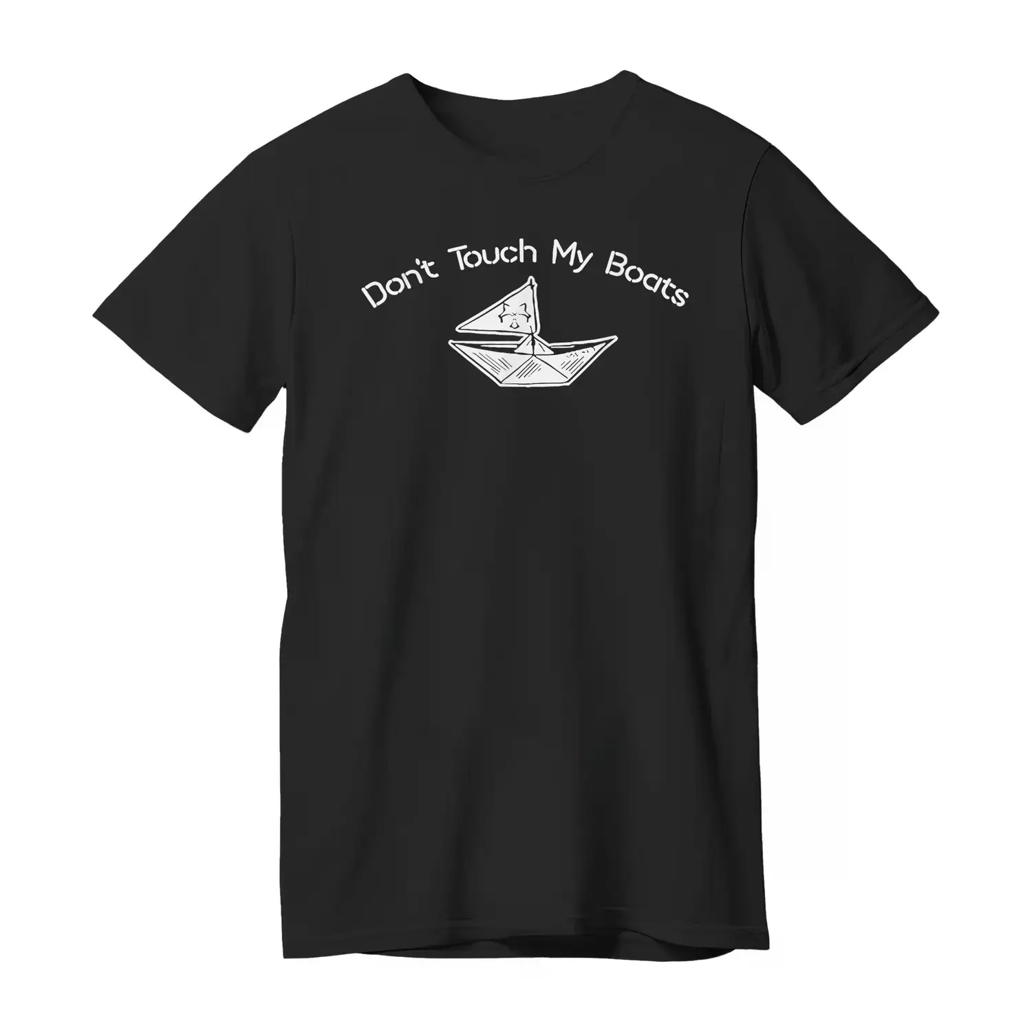 Unisex Heavy Cotton Graphic T-Shirt, Breathable Short-Sleeve Crewneck with 'Don't Touch My Boats' Print for Casual Outdoor Wear, Shortsleeve, Tshirt
