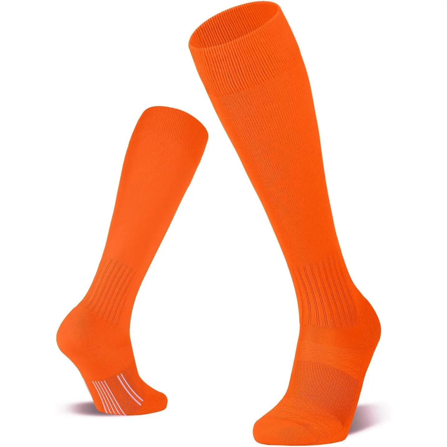 Soccer Socks (2/3 Pack) for Youth & Adults, Cushioned Over-The-Calf Nylon Spandex with Moderate Stretch & Double Welt Top for Football, Volleyball, Hockey, Squash, Moisture-Wick, Football Socks, Mesh Instep, Compression Stockings
