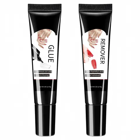 15ml Fast-Drying Semi-Solid Nail Glue Kit - UV/LED-Free Adhesive for Press-On & Acrylic Nails, Strong Hold, Includes 15ml Remover