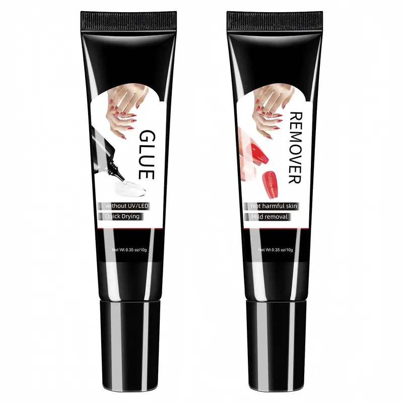 15ml Fast-Drying Semi-Solid Nail Glue Kit - UV/LED-Free Adhesive for Press-On & Acrylic Nails, Strong Hold, Includes 15ml Remover