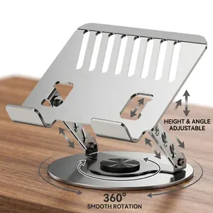 360° Rotating Heavy Duty Metal Laptop Stand for Desk, Ergonomic Adjustable Computer Riser for Better Posture. Foldable Portable Holder Fits All 10-17 Inch Laptops, Holds Up To 22 Lbs, WFH Office Essential