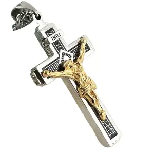 Halo Accessories Stainless Steel Cross Jewelry Sleek Design with Inscriptions Men's Fashion Accessory for Faith-Driven Style Long-Lasting Material