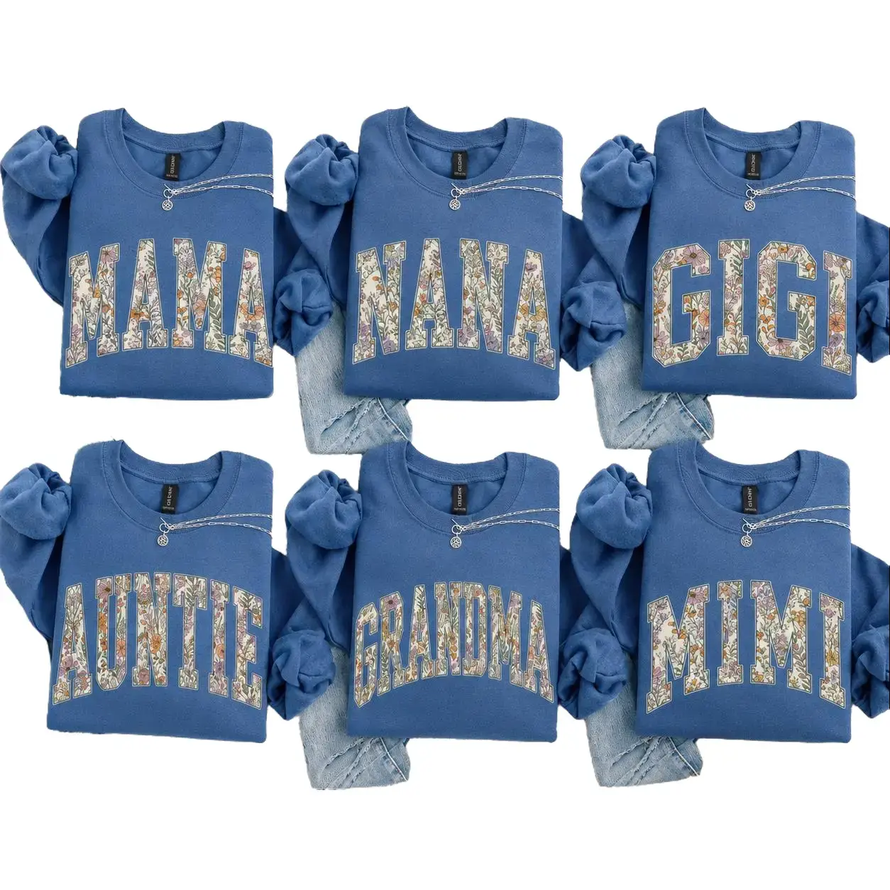 Mama Nana Mimi Grandma Gigi Auntie Floral Shirt, Vintage Wildflower Family Matching T-Shirt, Mother's Day Gift for Mom, Grandma, Nana, Mimi, Gigi, Auntie, Botanical Graphic Unisex Tee-DarkFlex