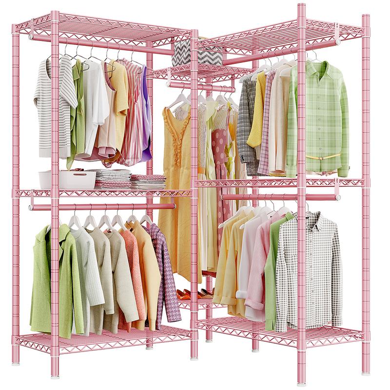 Raybee Clothes Rack Heavy Duty Clothing Rack Load 905LBS Clothing Racks for Hanging Clothes Rack Metal Garment Rack Heavy Duty Clothes Rack Free Standing Wardrobe Closet Organiser Hangable, 77" Hx75 Wx17.8 D [NewYearNewMe]