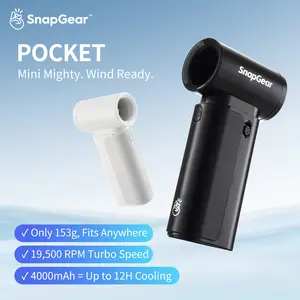 SnapGear Pocket Mini Fan: 19500 RPM Turbo Wind, 3 Speades, Portable Handheld Fan with 4000mAh Battery for Travel & Office