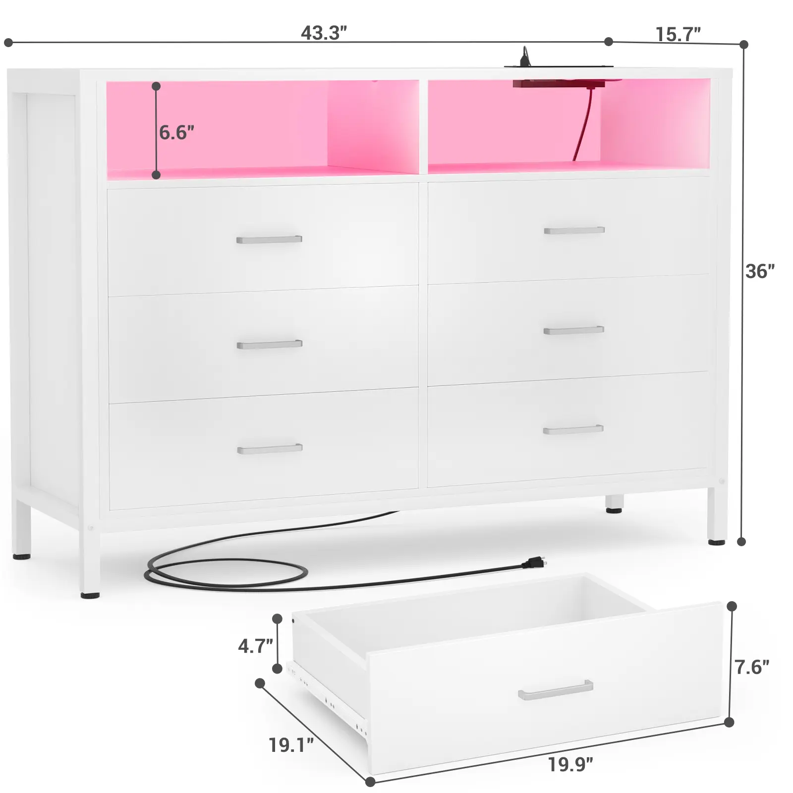 White-6 Drawers