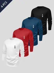 Men's Casual Long Sleeve T-Shirt, Soft Polyester Fabric, Comfortable Daily Wear, Perfect for Everyday