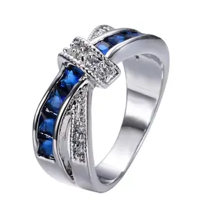 [Birth Month] 925 Sterling Silver Sapphire Ring Square Zircon Beautiful Pretty Fashion Wedding Rings Party Women's Jewelry