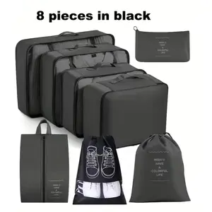 8-Piece Packing Travel Organizer Set, Includes Packing Cubes, Shoe Bag, Waterproof Toiletry Bag, Laundry Pouch, Saves 50% Suitcase Space