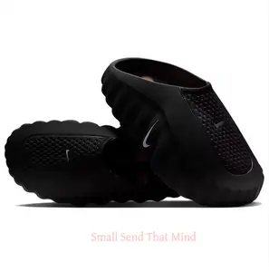 Black Thick-Soled Massage Slides, Orange Spherical Outsole, Breathable Fabric Upper, Pre-Game Recovery Tech Mules