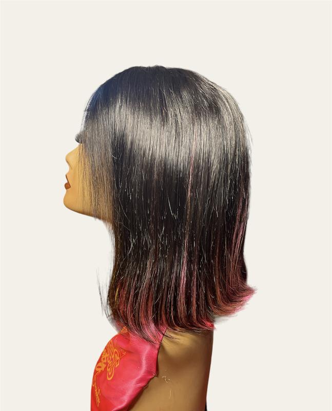 Pink ShowThrough 4x4 Transparent Lace Frontal Wig hair extensions virgin hair