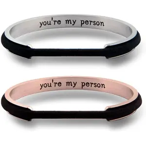 My Person Hair Tie Grooved Cuff Bangle Bracelet    For BBF Lovers Family